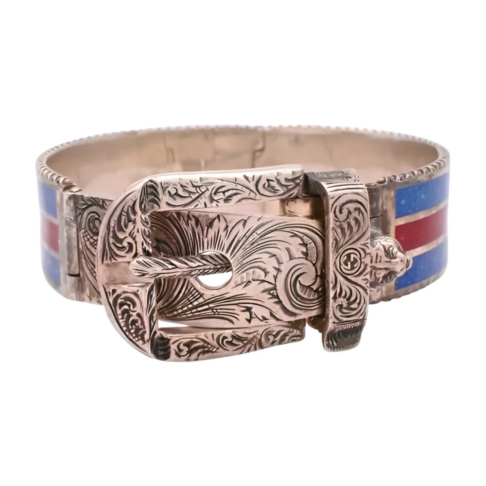 6326 - Gucci GUCCI Bracelet - Blue and Red Blue - GUCCI Bracelet 925 64.3g - Pew